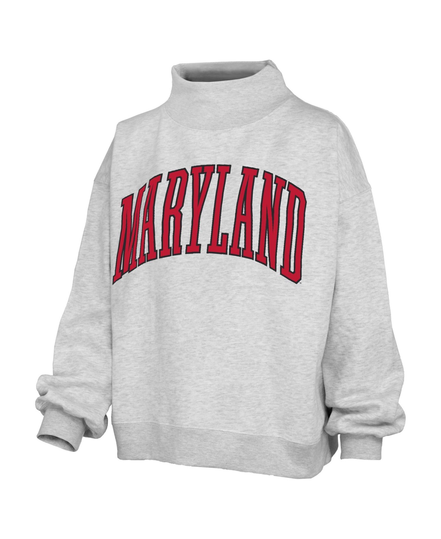 Women's Gray Maryland Terrapins Oversized Nelson Mock Neck Sweatshirt