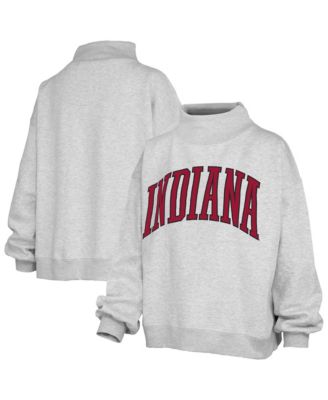 Women's Gray Indiana Hoosiers Oversized Nelson Mock Neck Sweatshirt