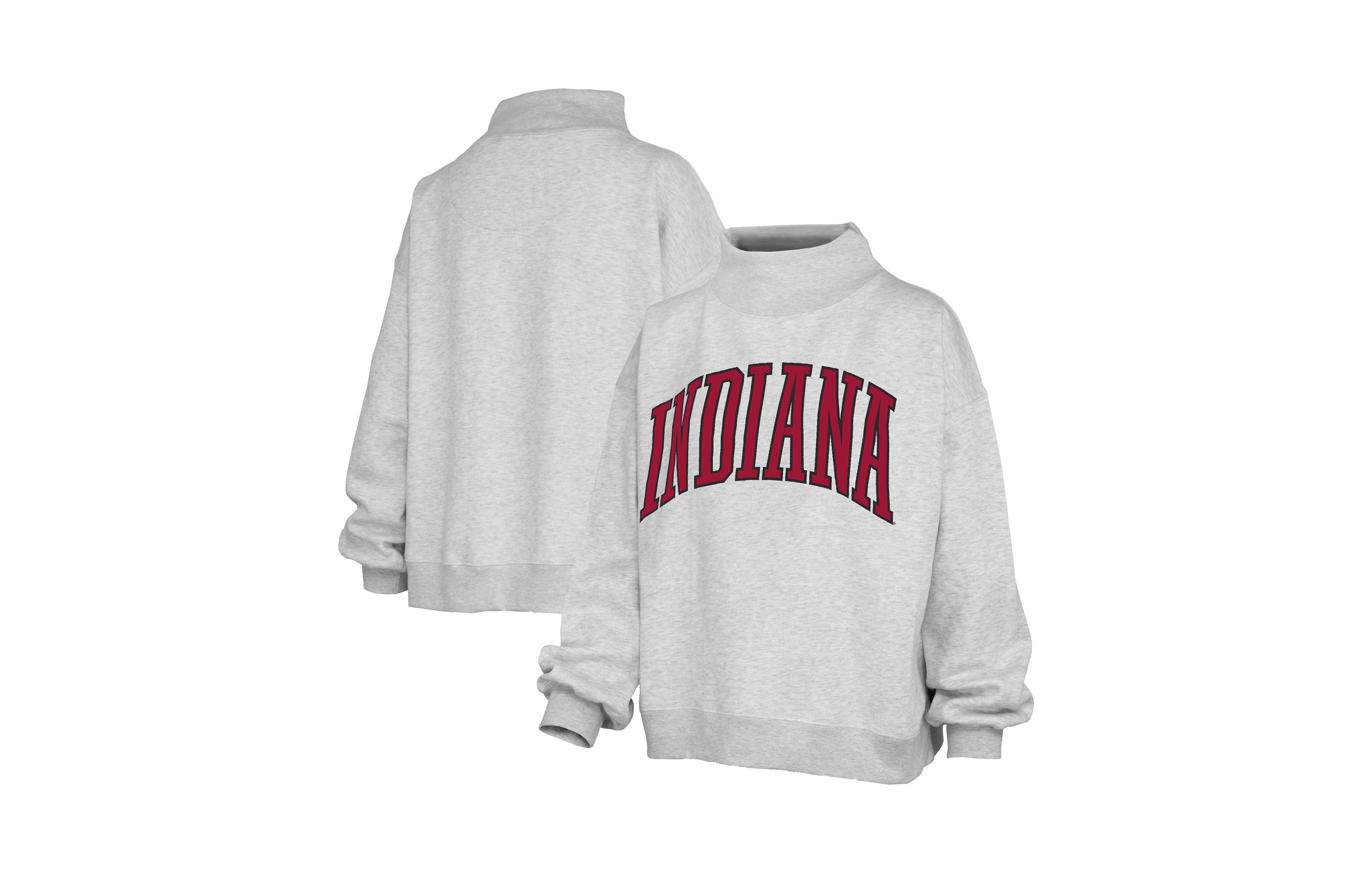 Pressbox Women's Gray Indiana Hoosiers Oversized Nelson Mock Neck Sweatshirt