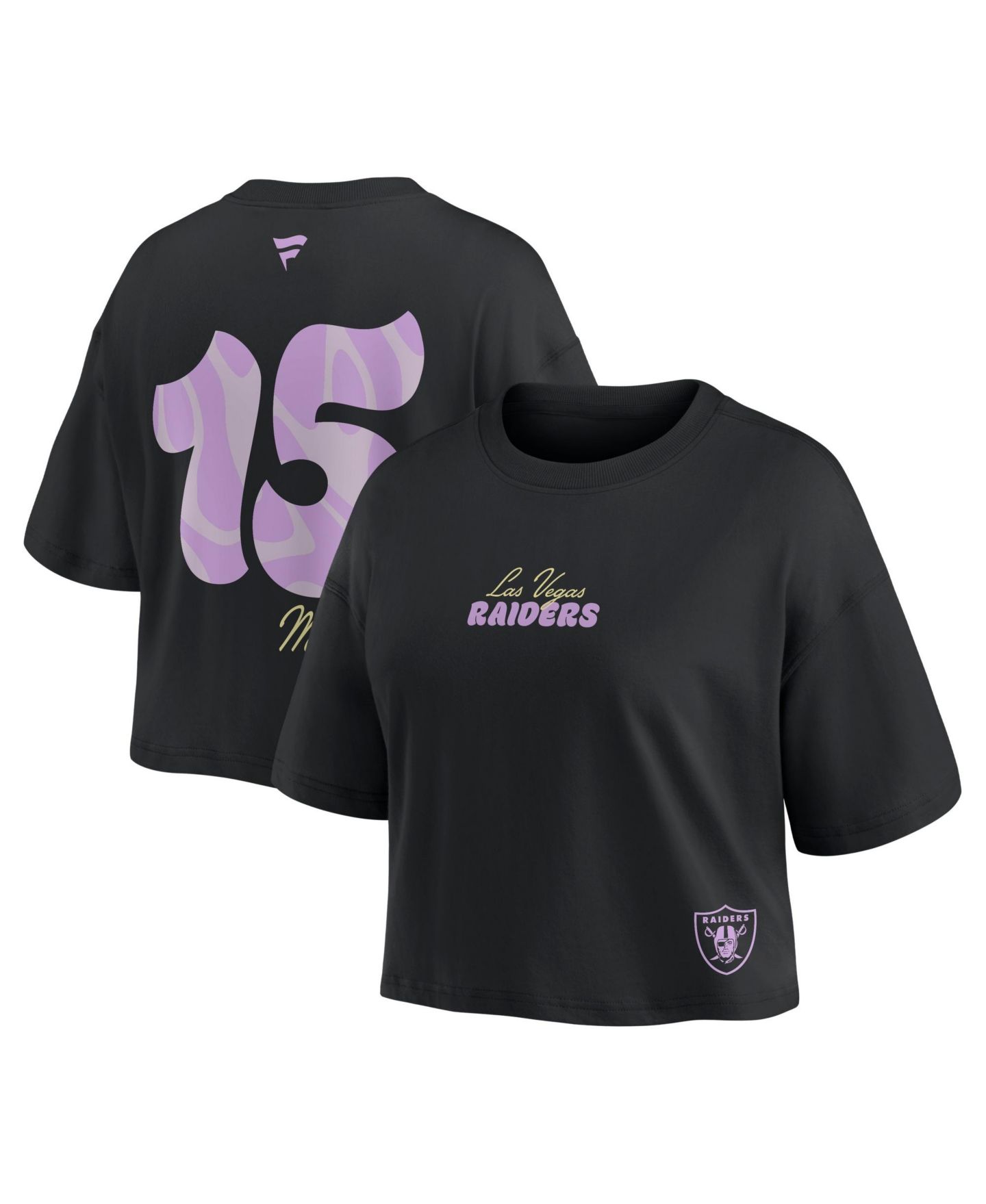 Женская футболка Fanatics Fernando Mendoza Black Las Vegas Raiders Fashion Cropped — фото 1