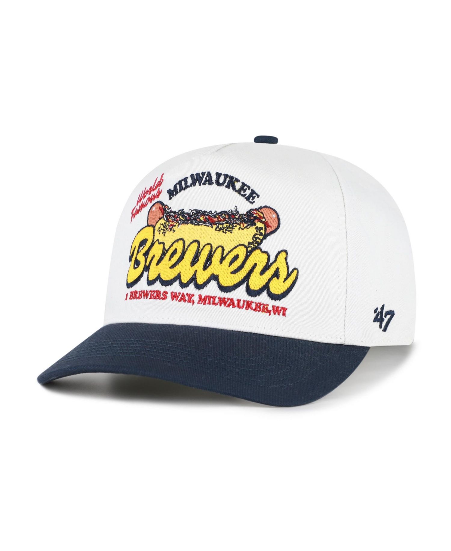 Men's '47 White/Navy Milwaukee Brewers Glizzy Collection Hitch Adjustable Hat
