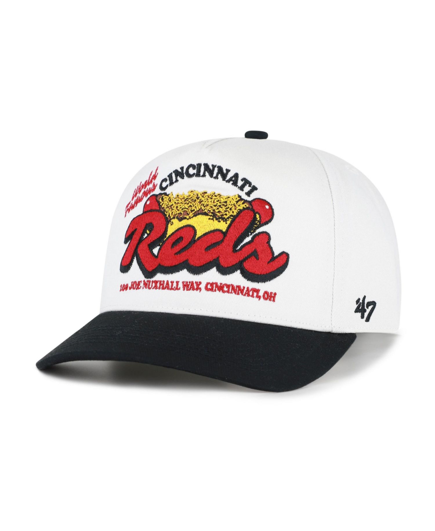Men's '47 White/Black Cincinnati Reds Glizzy Collection Hitch Adjustable Hat