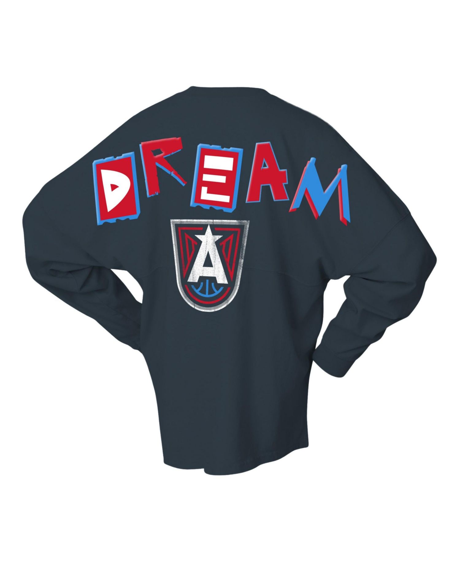 Women's Charcoal Atlanta Dream Patches Oversized Long Sleeve T-Shirt
