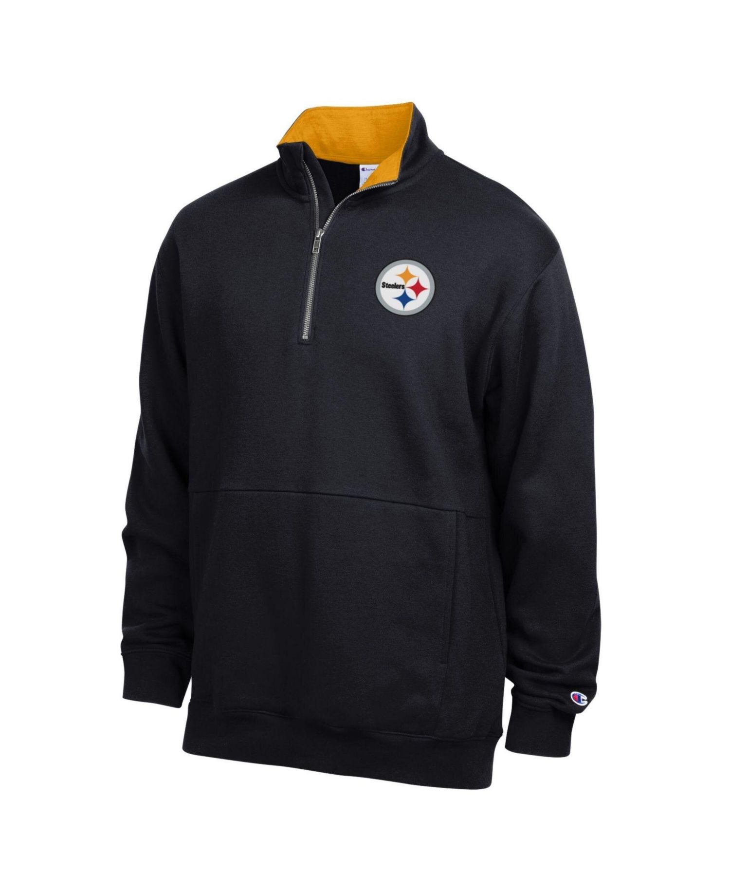 Men's Black/Gold Pittsburgh Steelers Fleece Quarter-Zip Pullover
