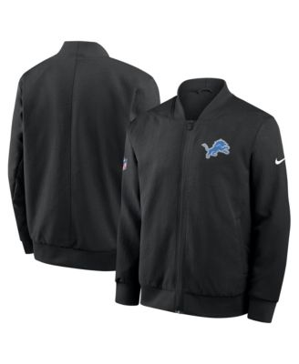 Men's Black Detroit Lions Sideline Powerful Blocking Full-Zip Dri-FIT Bomber Jacket