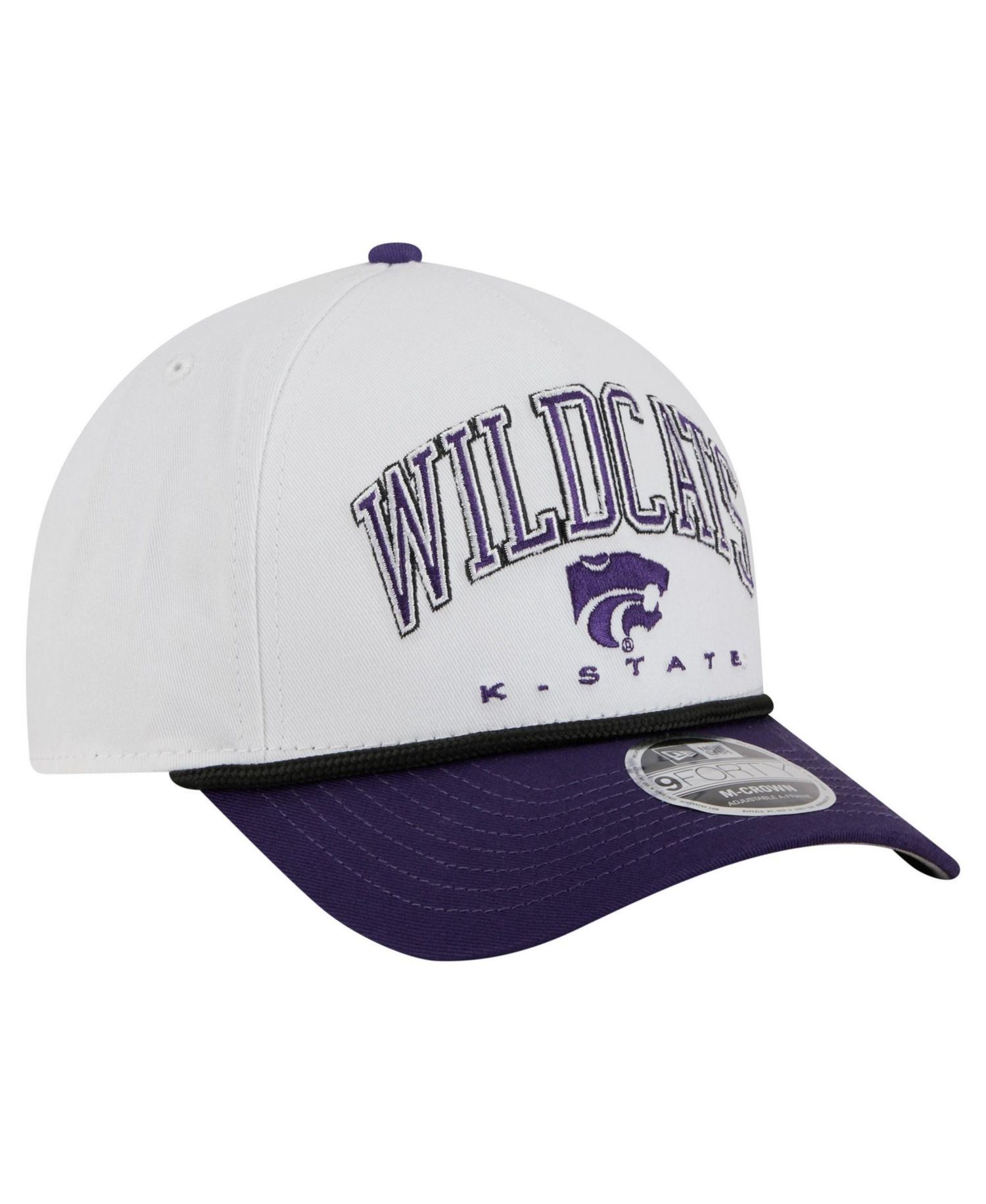Men's White/Purple Kansas State Wildcats Arch Two-Tone Rope 9FORTY A-Frame M-Crown Adjustable Hat
