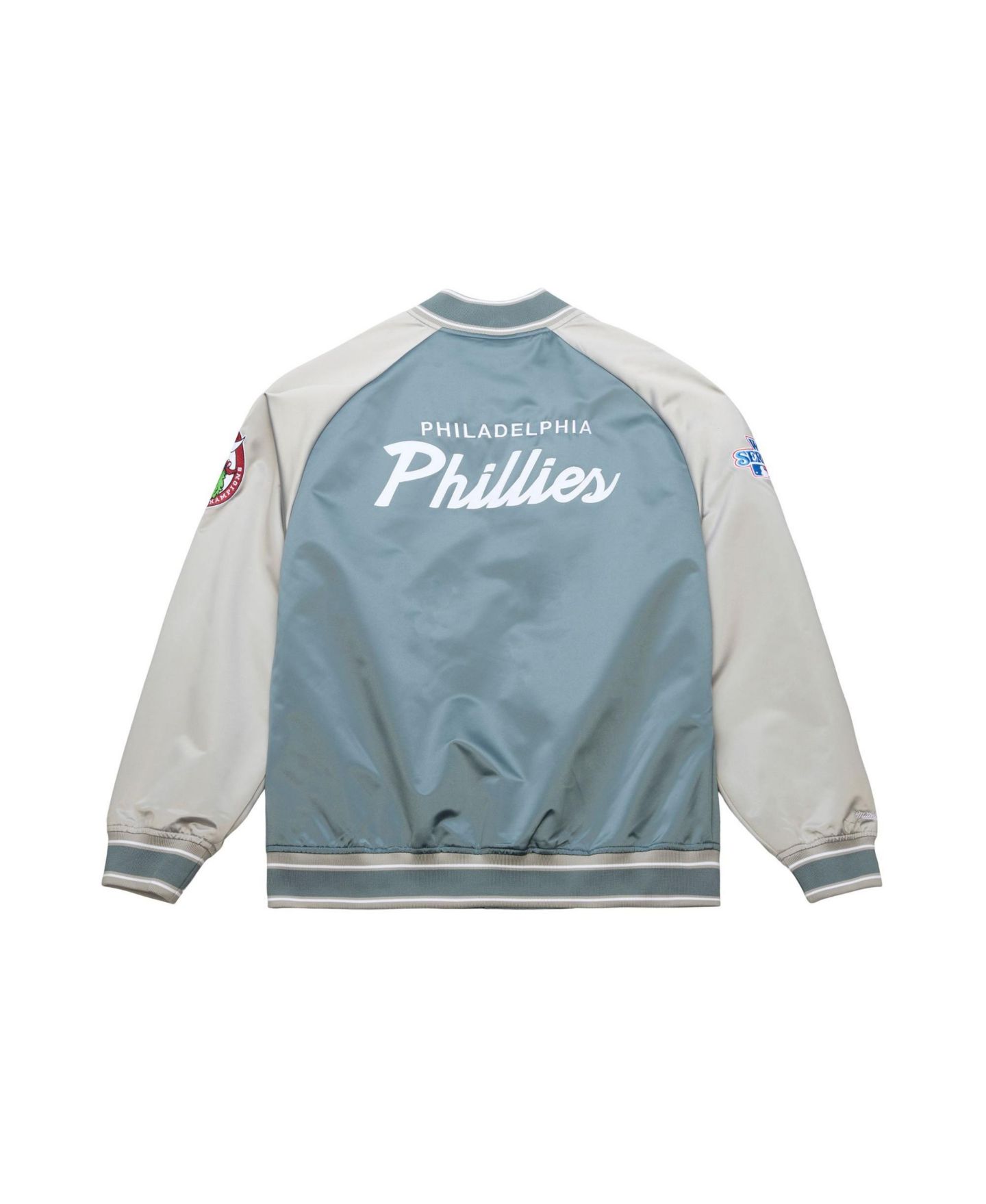Мужская куртка Mitchell & Ness Gray Philadelphia Phillies Thunderstorm Head Coach Lightweight Satin Full-Snap — фото 7