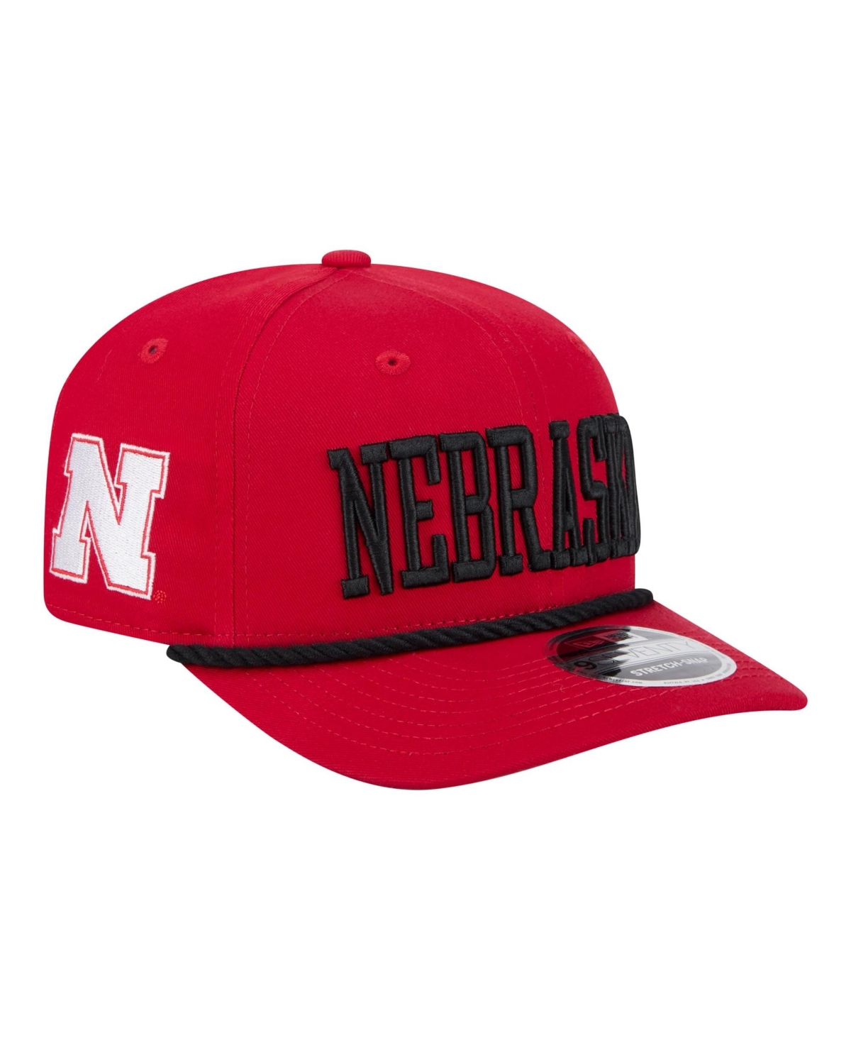 New Era Men's Scarlet Nebraska Huskers Wordmark Rope 9SEVENTY Stretch-Snap Hat