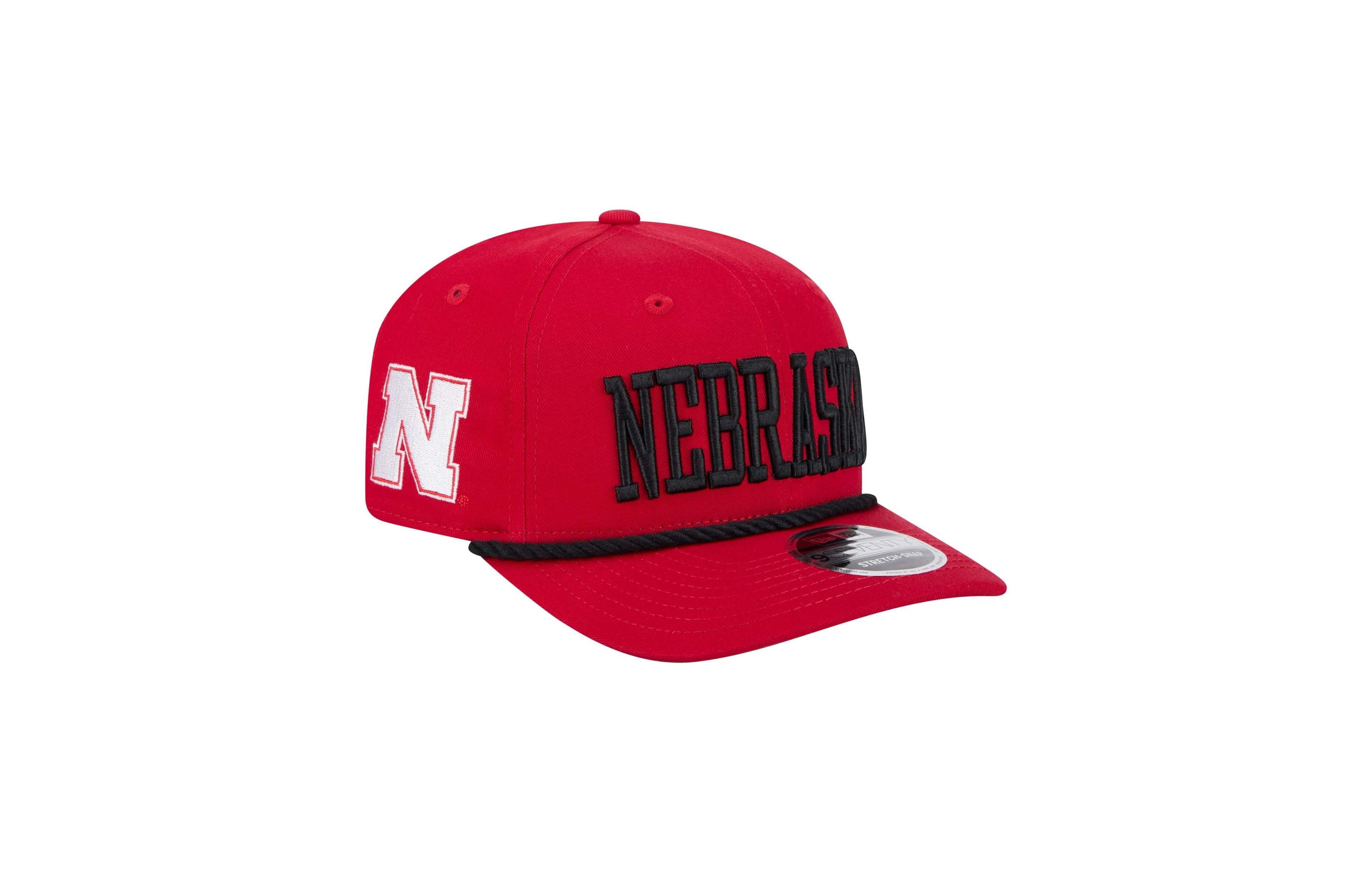 New Era Men's Scarlet Nebraska Huskers Wordmark Rope 9SEVENTY Stretch-Snap Hat