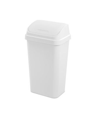 13 Gal Swing Top Lidded Wastebasket Kitchen Trash Can, White (12 Pack)