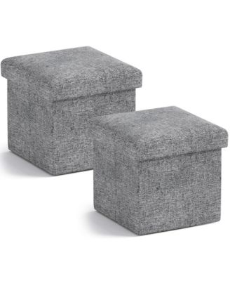 2 Pack Small Square Collapsible Storage Ottoman, Foot Stool, Seat