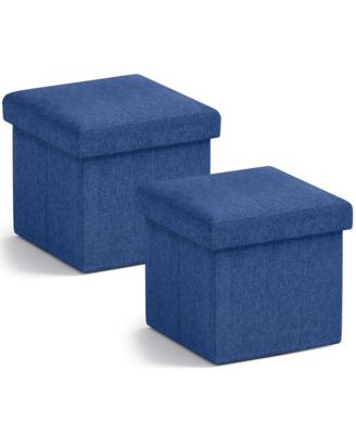 2 Pack Small Square Collapsible Storage Ottoman, Foot Stool, Seat