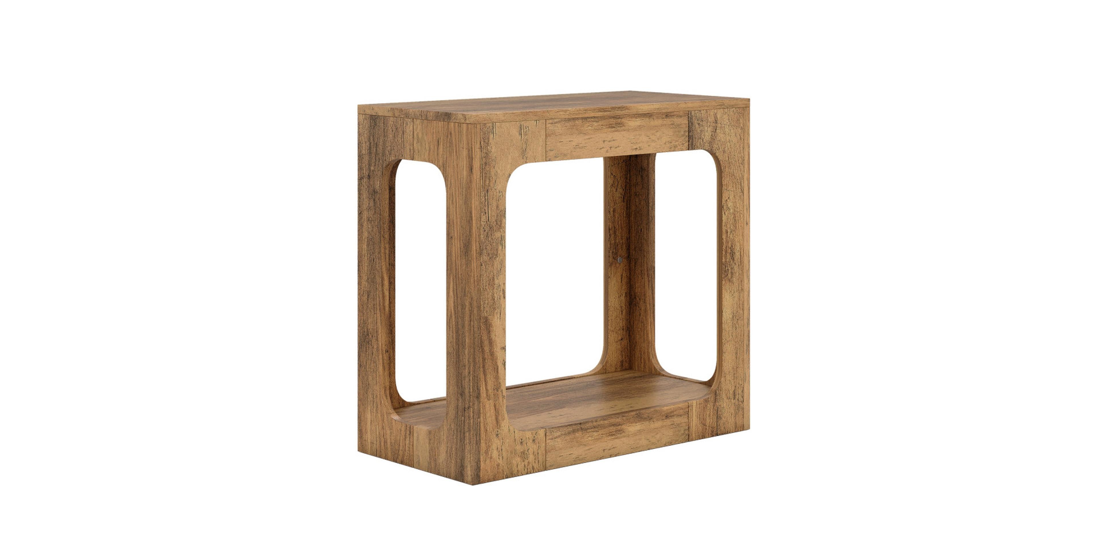 Gouun 2-Tier Farmhouse End Table with Open Bottom Shelf