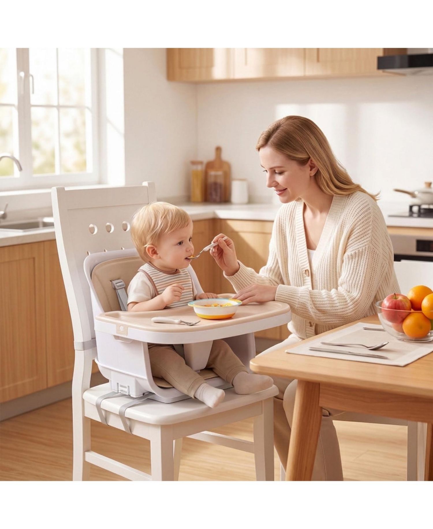 4-in-1 Convertible Baby High Chair with Detachable Double Trays