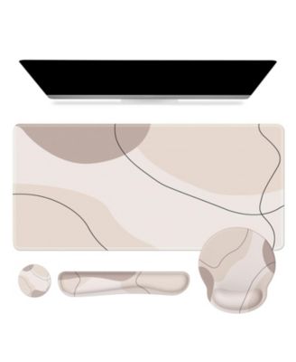 Extended Desk Blotter Set With Wrist Support And Coaster For Office Gaming Workspace