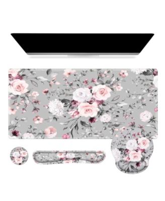 Extended Desk Blotter Set With Wrist Support And Coaster For Office Gaming Workspace