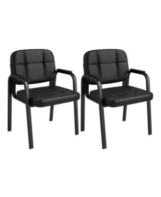 2-Piece Faux Leather Reception Guest Chair Set with Padded Armrests
