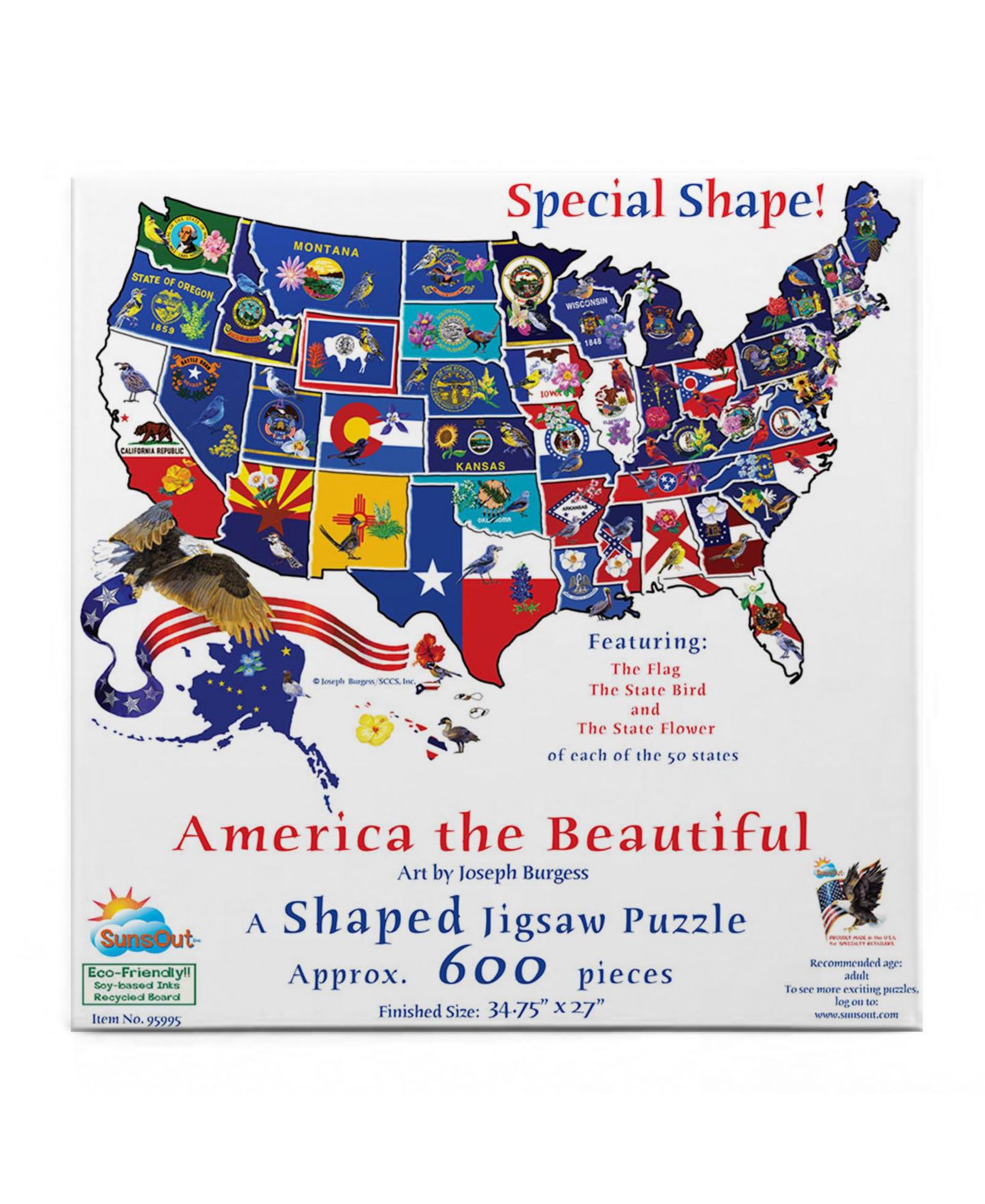 Детский пазл SunsOut America the Beautiful 1000 piece Jigsaw Puzzle for Adults Special Shape — фото 2