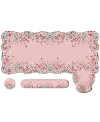 Wildflower Desk Protector Set With Wrist Rest Coaster Ergonomic Mouse Pad
