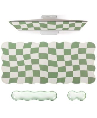 Scalloped Gel Desk Mat, Keyboard Wrist Rest, and Mouse Wrist Rest, 3-Piece Set [Compatible with 65%-75% Keyboards]