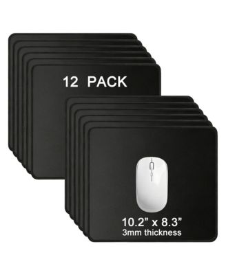 Non-Slip Stitched-Edge Mouse Pads, 12-Pack, Compatible with Optical and Laser Mice