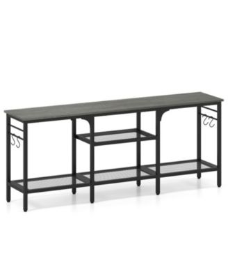55 Inch TV Stand with 3-Tier Open Shelves and 4 Hooks