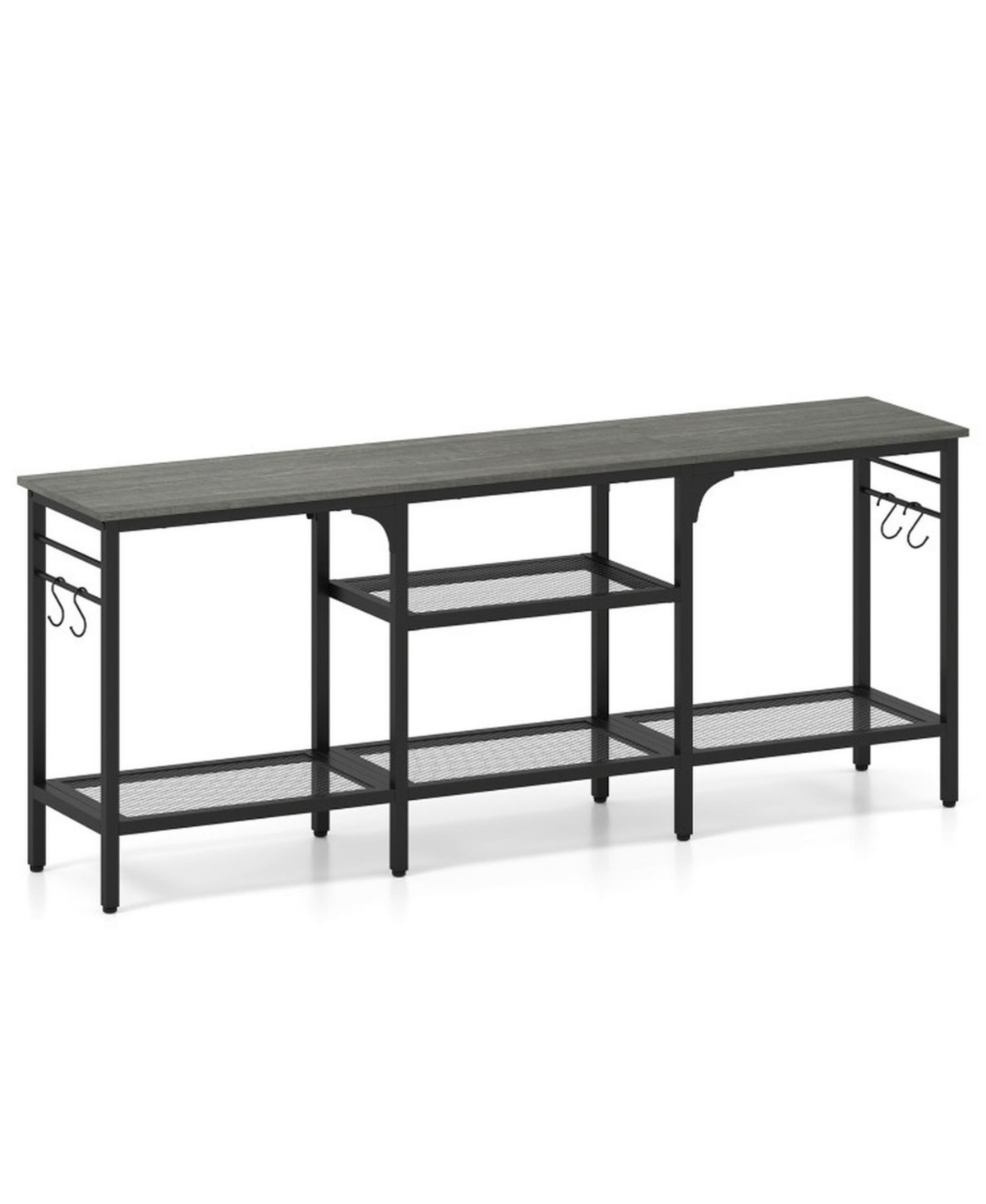 Gouun 55 Inch Tv Stand with 3-Tier Open Shelves and 4 Hooks