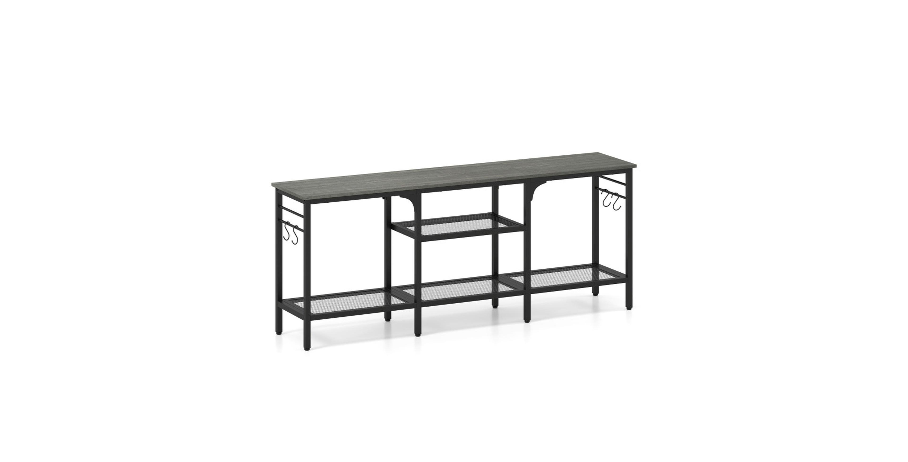 Gouun 55 Inch Tv Stand with 3-Tier Open Shelves and 4 Hooks