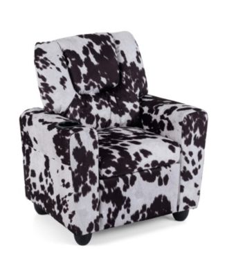Kids Push Back Recliner Chair with Retractable Footrest and Cup Holder