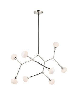 Cassius 52.5 Inch 8 Light Convertible Chandelier with Opal Glass in PN