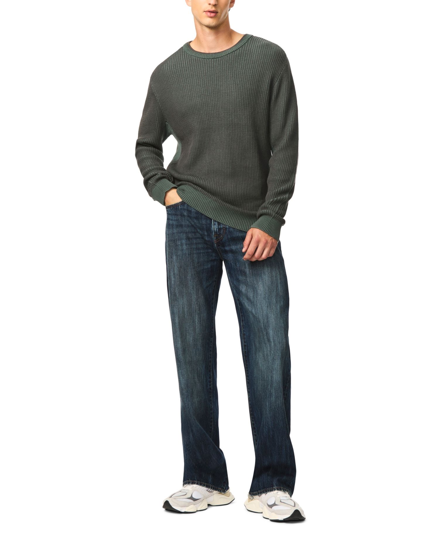 Men's Wiles Crewneck Waffle-Knit Sweater