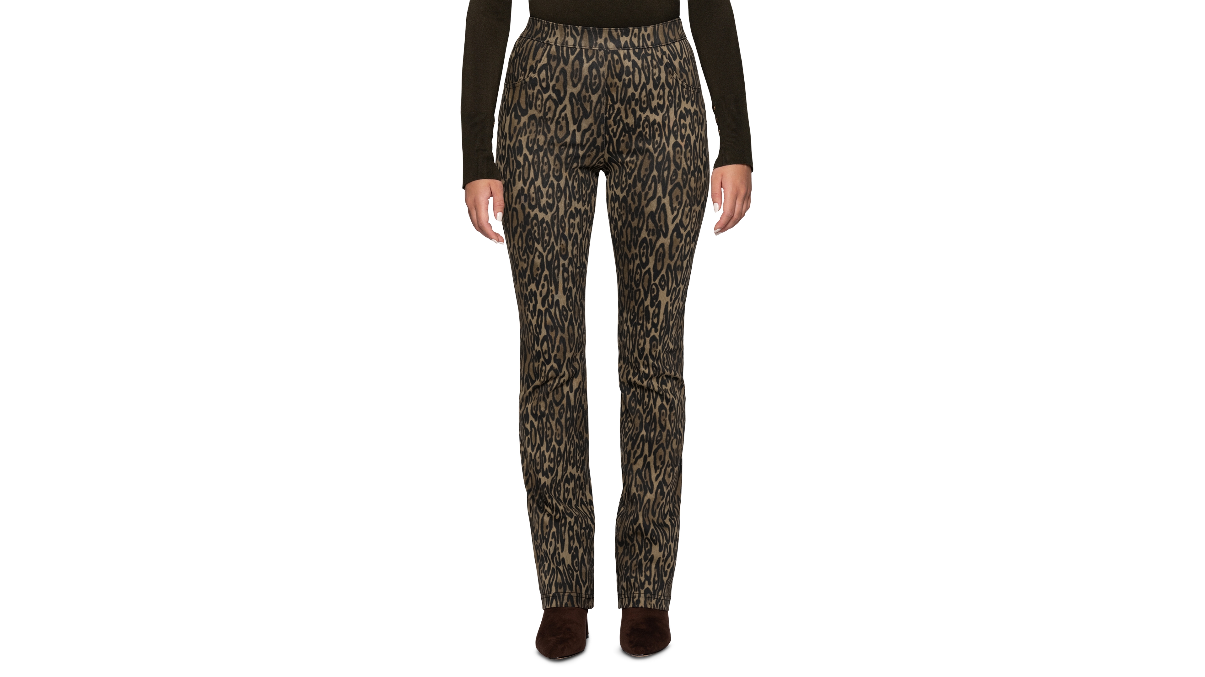 Hue Women's Leopard-Print Denim Baby-Bootcut Leggings