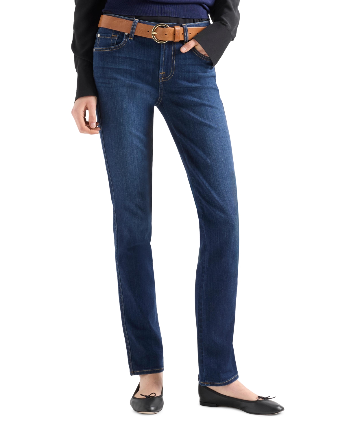7 For All Mankind Women's Kimmie Mid-Rise Straight-Leg Jeans