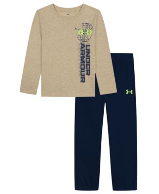 Boys' 2T-20 Long-Sleeve Crewneck Cotton-Blend T-Shirt and Pants, 2-Piece Set