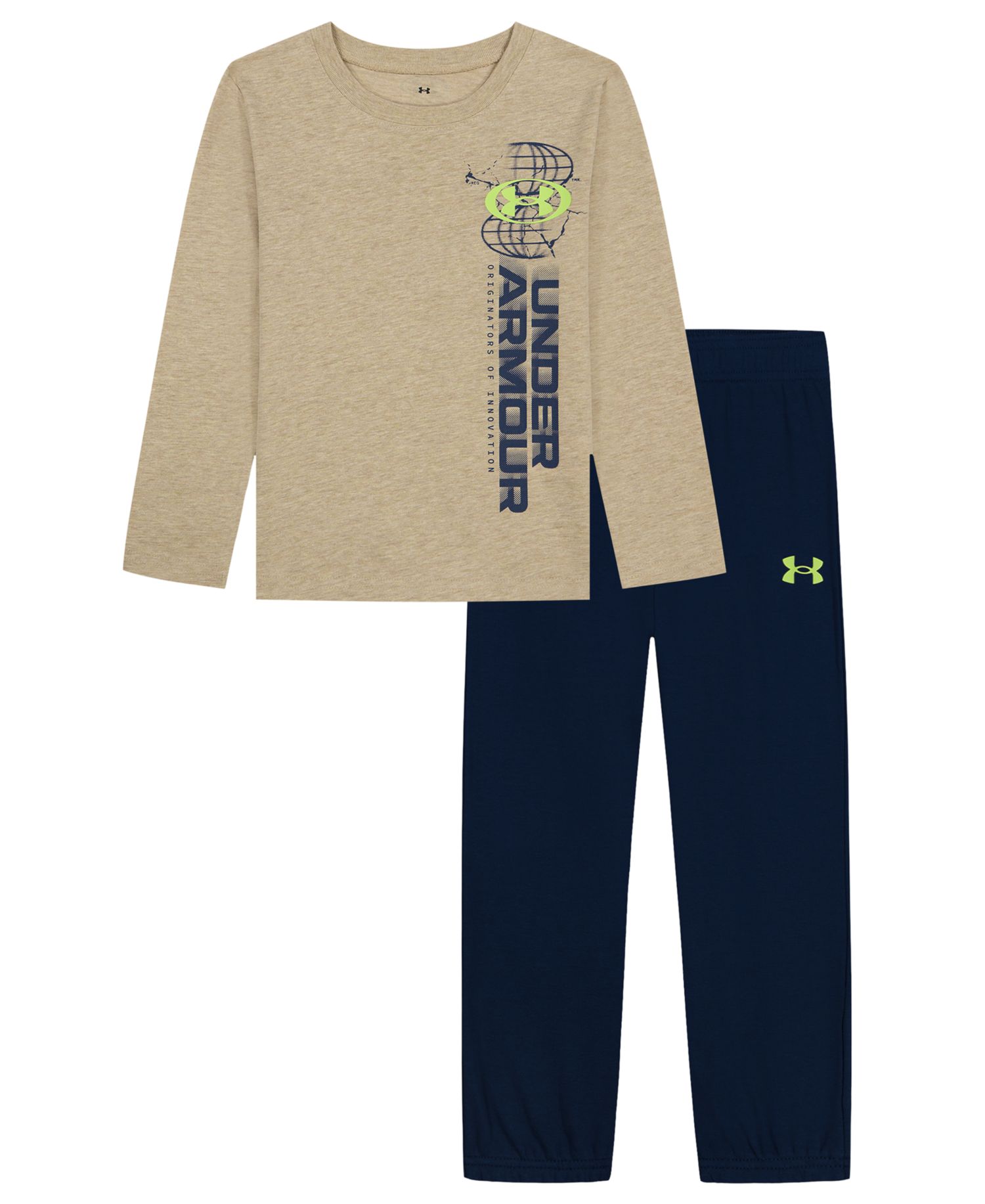 Boys' 2T-7 Long-Sleeve Crewneck Cotton-Blend T-Shirt and Pants, 2-Piece Set