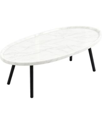 47" Oval Nesting Wooden Coffee Table - Modern Oval Coffee Table for Living Room, Home Office and Lounge