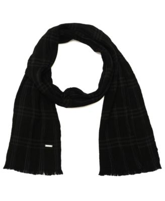 Plaid Fringed Wool-Viscose Blend Scarf