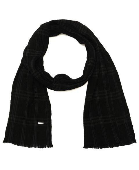 Мужской шарф Calvin Klein Plaid Fringed Wool-Viscose Blend, цвет: Чёрный
