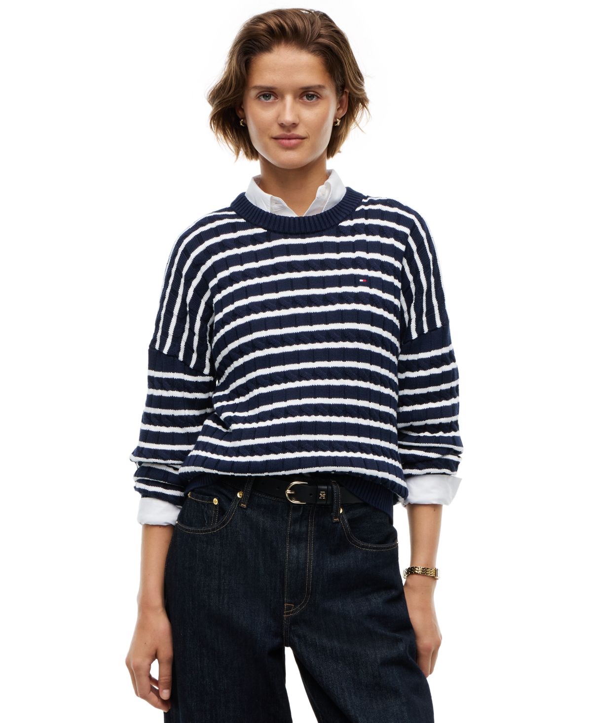 Tommy Hilfiger Women's Cable-Knit Crewneck Sweater