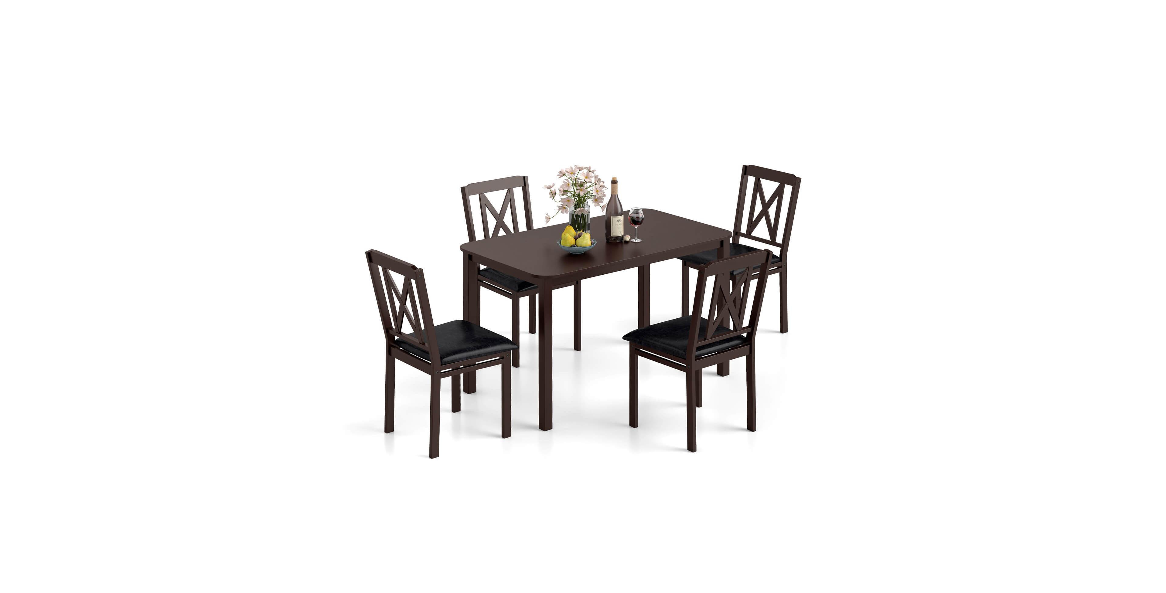 Costway 5 Piece Dining Table Set for 4 Rectangular Kitchen Table and 4 Chairs Dinette Set