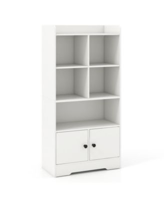 4-Tier Bookshelf with 4 Display Cubes and 2-Door Cabinet
