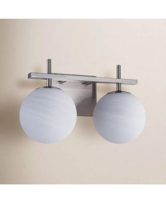 2 Light Modern Nickel Bathroom Vanity Light White Marble Textured Globe Glass Shade Wall Sconce for Mirror Bedroom Hallway No Bulbs