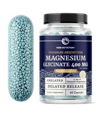 Magnesium Glycinate 400mg Chelated Magnesium Bisglycinate Advanced Microbeadlet Capsules TRAACS Magnesium Glycinate 60 Count