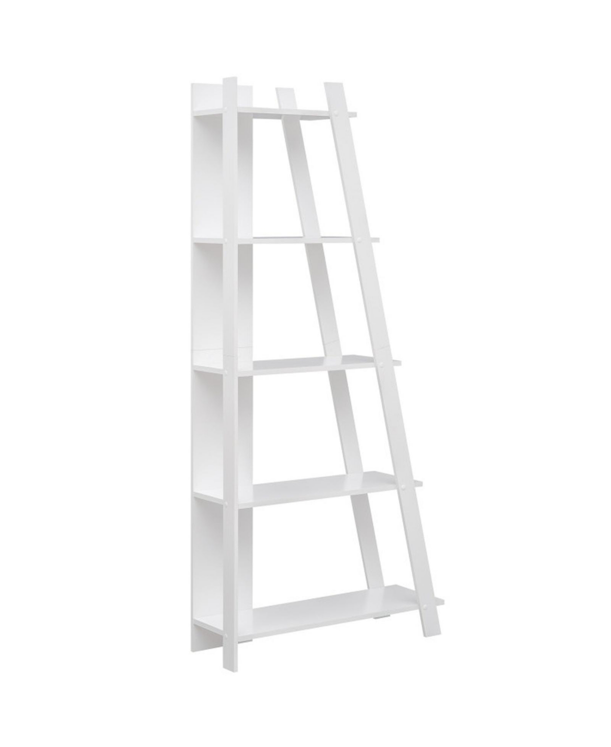 Gouun 79 Inch 5-Tier Narrow Bookshelf with Trapezoidal Frame - White