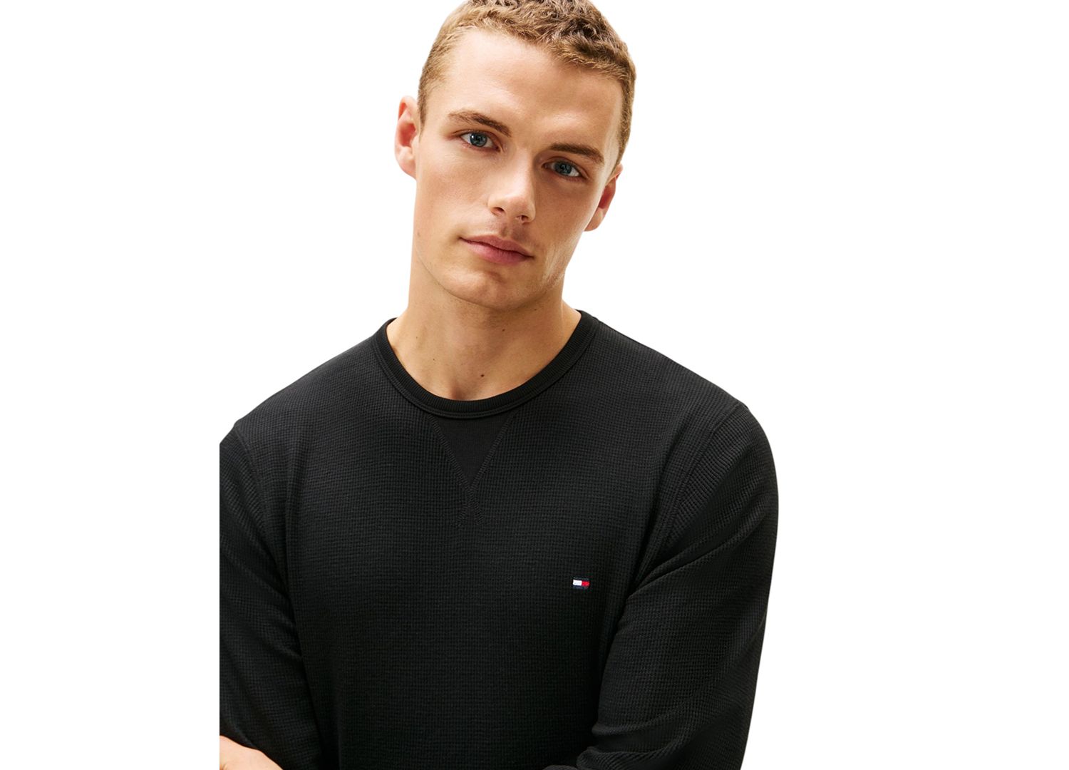 Men's Core Flag Long-Sleeve Crewneck Cotton Pajama T-Shirt