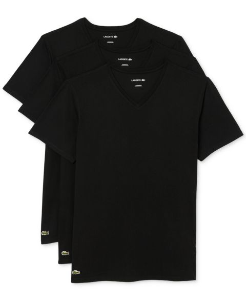 Бельё Undershirts для мужчин, V-образный вырез, 3 шт. — Lacoste, цвет: Чёрный