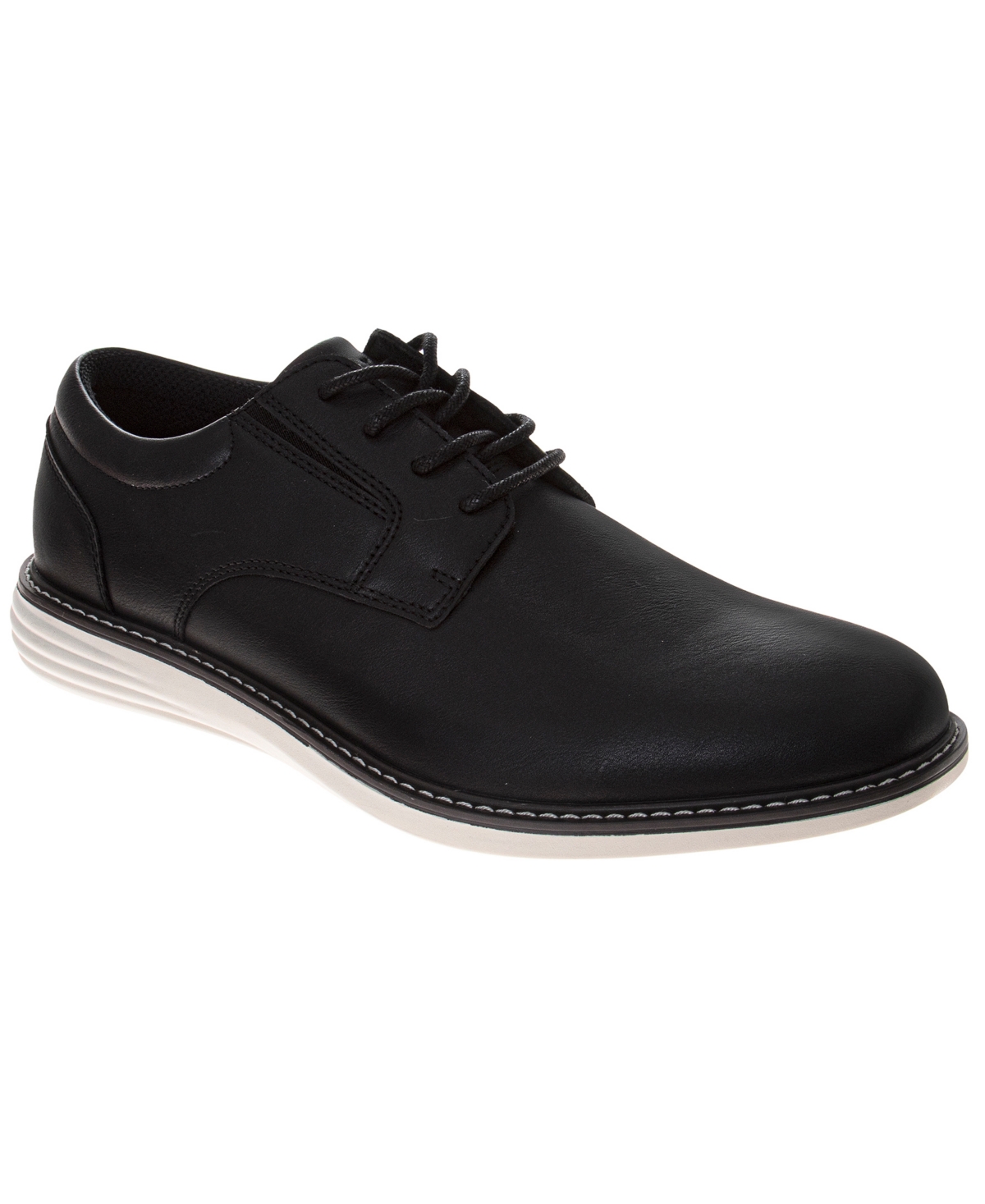 Perry Ellis Men's Casual Plain Toe Faux Leather Oxford Shoes - Black