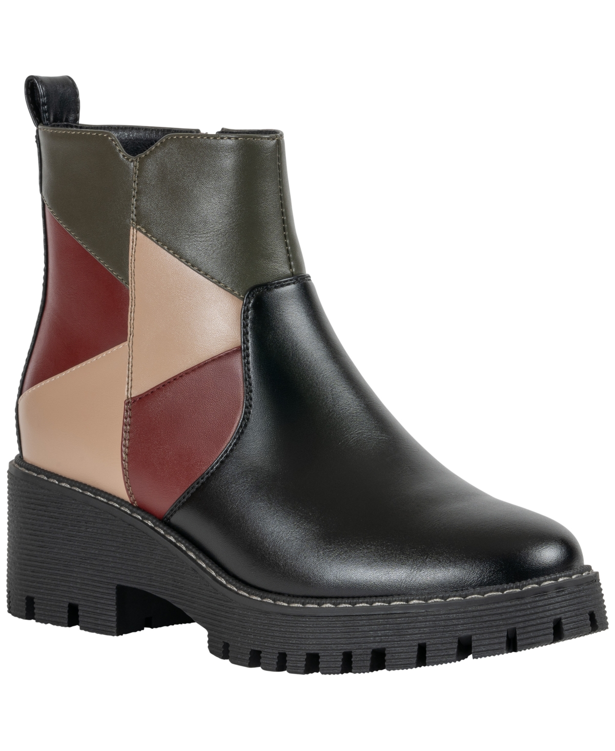 Gc Shoes Women's Vaila Color-block Patchwork Block-Heel Ankle Boots