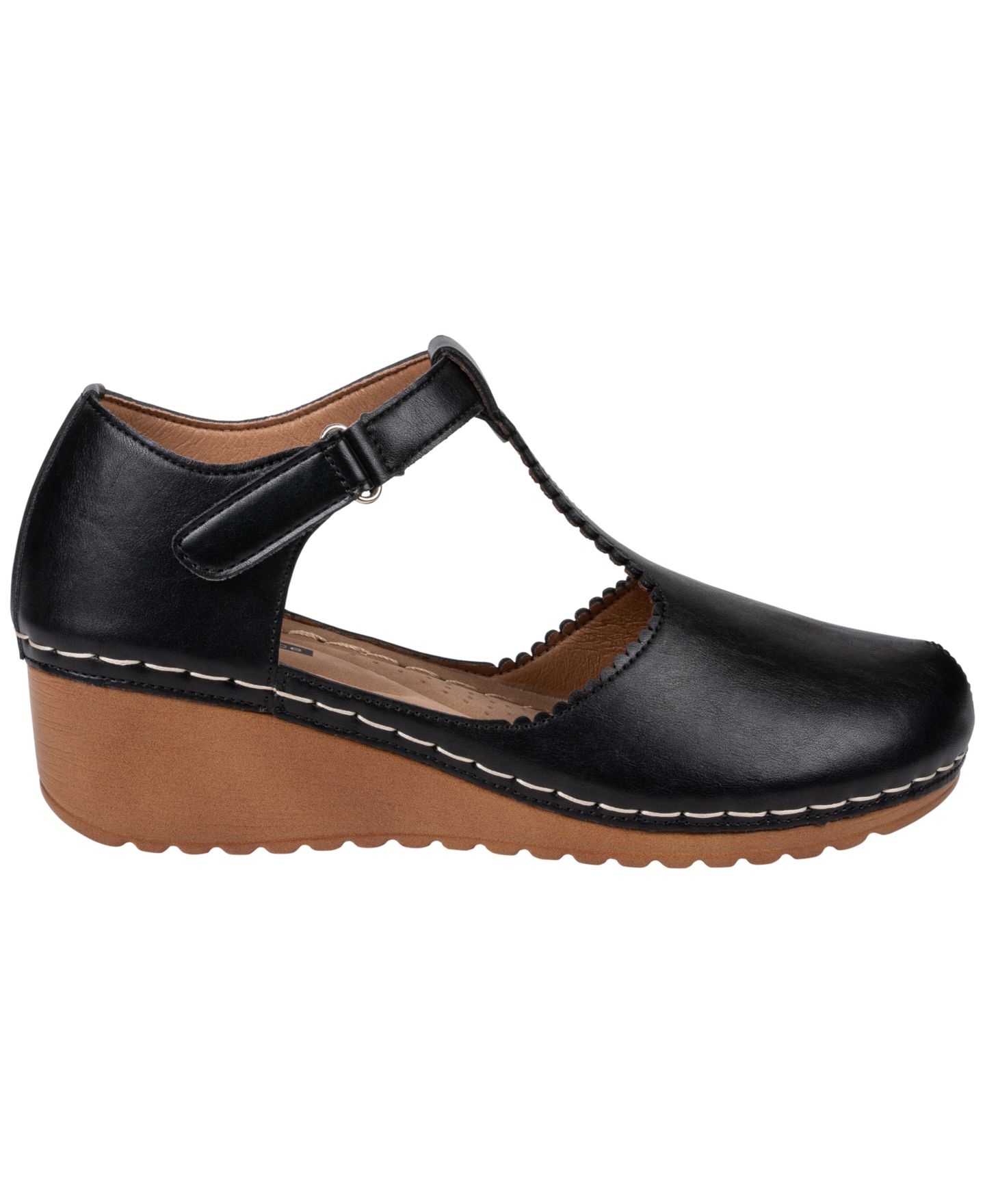 Женские туфли GC Shoes Mondo T-Strap Wedge Mary Jane Pumps, цвет: Чёрный — фото 2