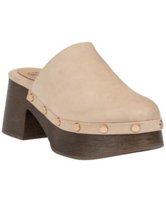 Women's Innis Studded Chunky-Heel Faux Suede Platform Mule Clogs